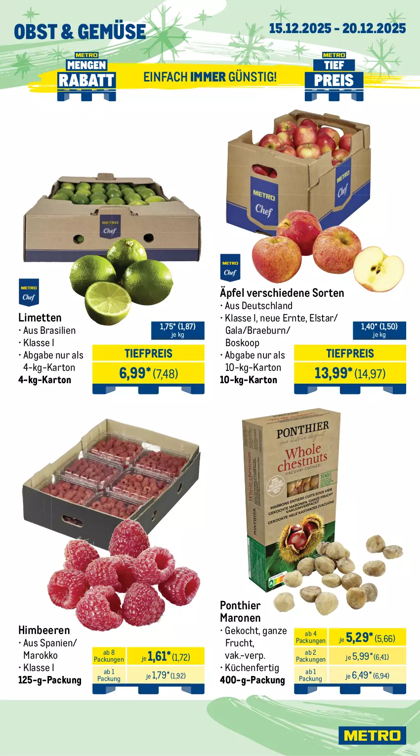 Aktueller Prospekt Metro - Wochen-Angebote Gastro - von 15.12 bis 20.12.2025 - strona 8 - produkty: beere, beeren, cola, eis, frucht, himbeer, himbeere, himbeeren, küche, Küchen, limette, limetten, Mett, metten, obst, pommes, Pommes Frites, reis, rispentomaten, rotkohl, rucola, sac, Ti, tiefpreis, tomate, tomaten
