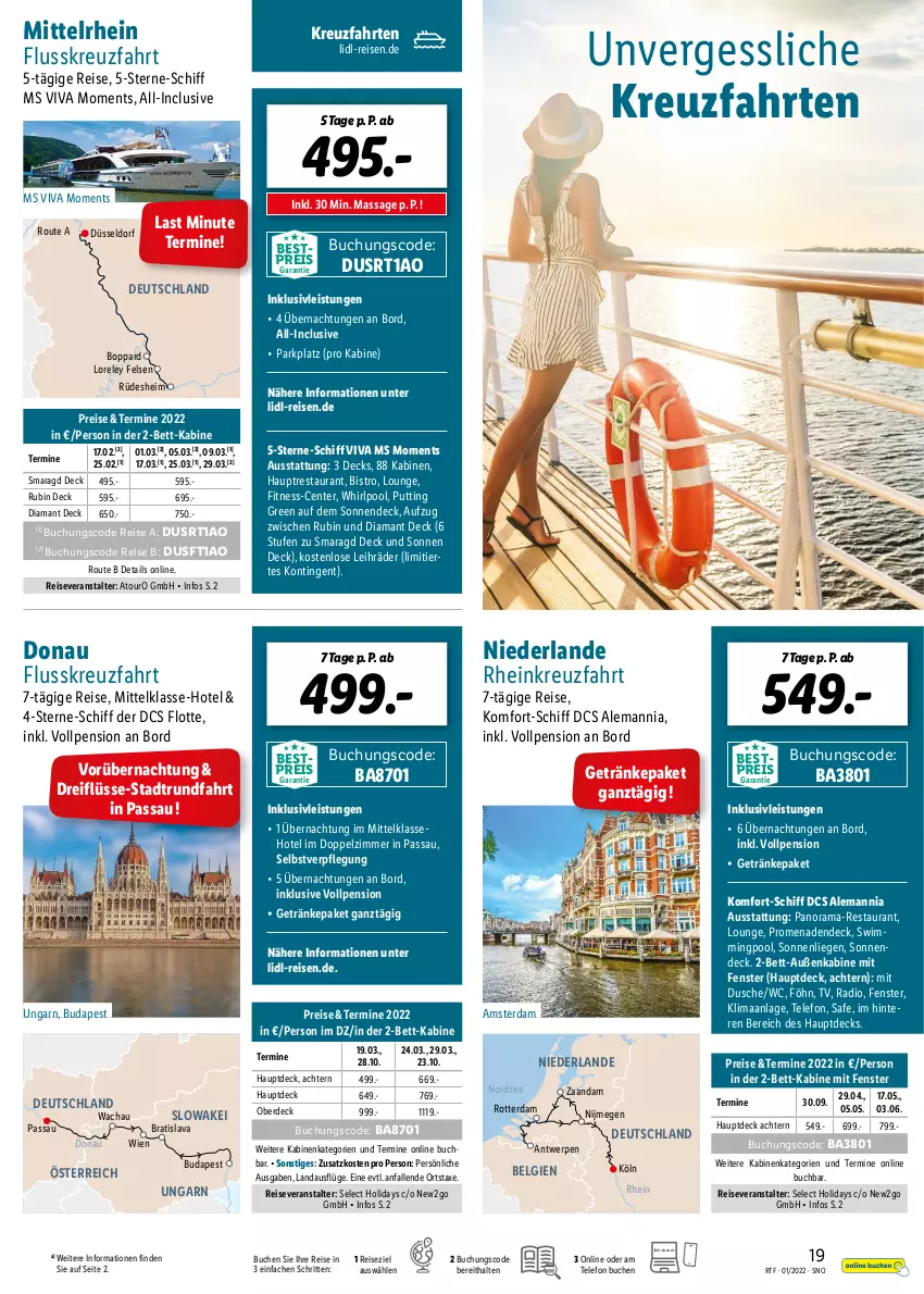 Aktueller Prospekt Lidl - Themenflyer Januar 2021 - von 12.01 bis 14.03.2022 - strona 19 - produkty: axe, bestpreis, bett, buch, dusche, eis, ente, erde, fenster, getränk, getränke, inklusivleistungen, kreuzfahrten, LG, Liege, Nordsee, pool, Radio, rama, reis, reiseveranstalter, rel, Rubin, sonnenliege, telefon, Ti, Whirlpool