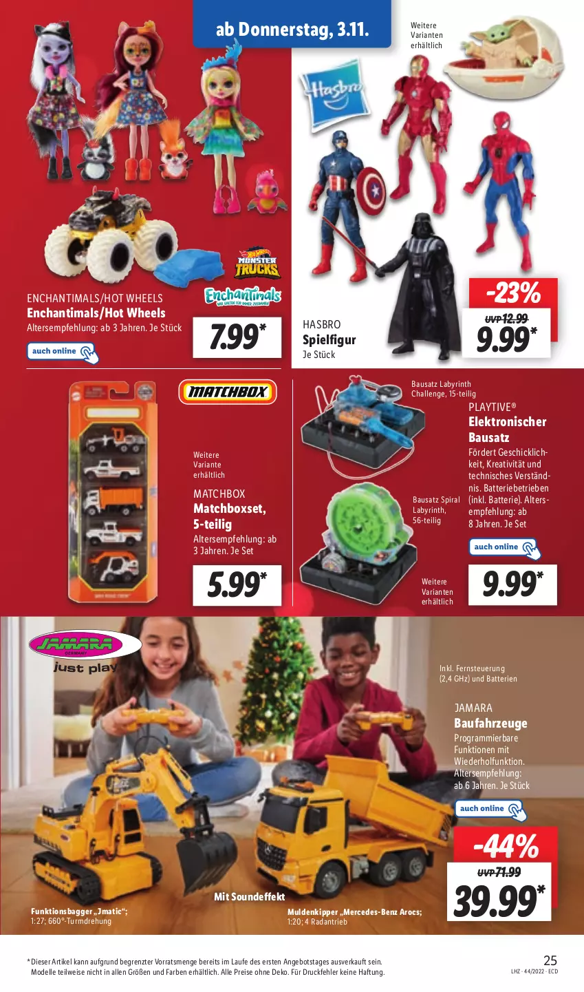 Aktueller Prospekt Lidl - Aktionsprospekt - von 31.10 bis 05.11.2022 - strona 25 - produkty: angebot, batterie, batterien, Bau, dell, eis, Elektro, elle, Hasbro, Hot Wheels, Mode, reis, Ria, Ti, ZTE