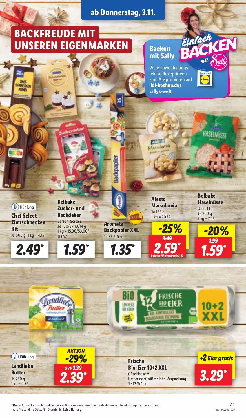 Aktueller Prospekt Lidl - Aktionsprospekt - von 31.10 bis 05.11.2022 - strona 41 - produkty: aktionspreis, alesto, angebot, Backdekor, bier, Biere, bio, butter, eier, eis, landliebe, mac, macadamia, papier, reis, rezept, Ti, ZTE, zucker