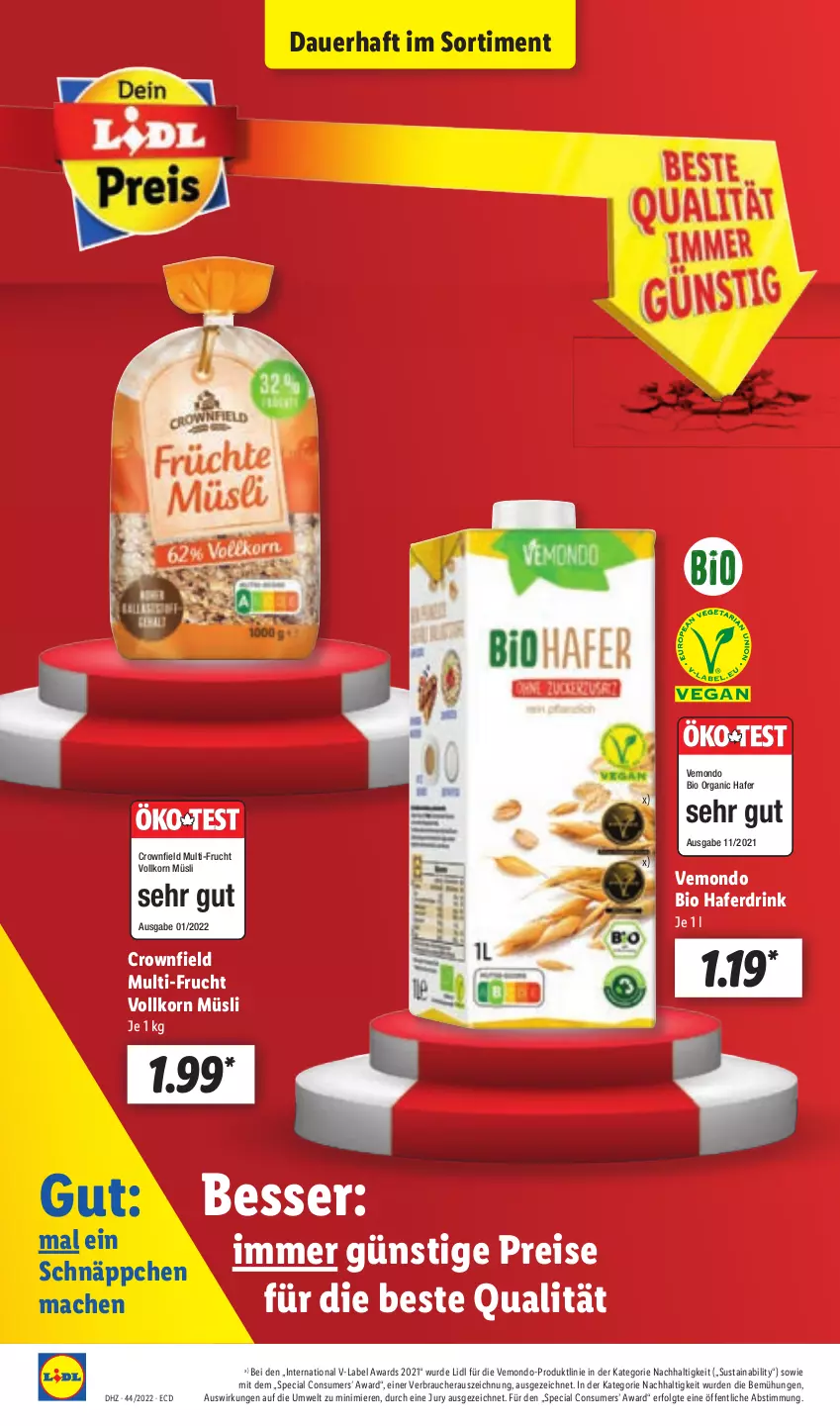 Aktueller Prospekt Lidl - Aktionsprospekt - von 31.10 bis 05.11.2022 - strona 60 - produkty: auer, bio, drink, eis, frucht, hafer, Haferdrink, korn, LG, mac, müsli, Rauch, reis, schnäppchen, Ti