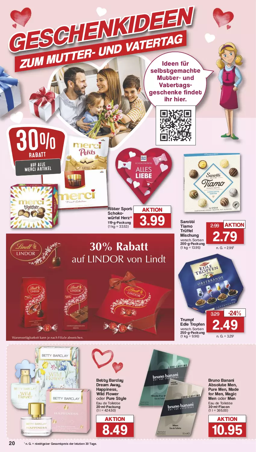 Aktueller Prospekt Famila - Prospekte - von 06.05 bis 11.05.2024 - strona 21 - produkty: bett, bruno banani, eau de toilette, eis, lindor, lindt, mac, merci, reis, ritter, ritter sport, rum, saro, sarotti, schoko, schokowürfel, Sport, Ti, Trüffel, Wild, würfel, ZTE