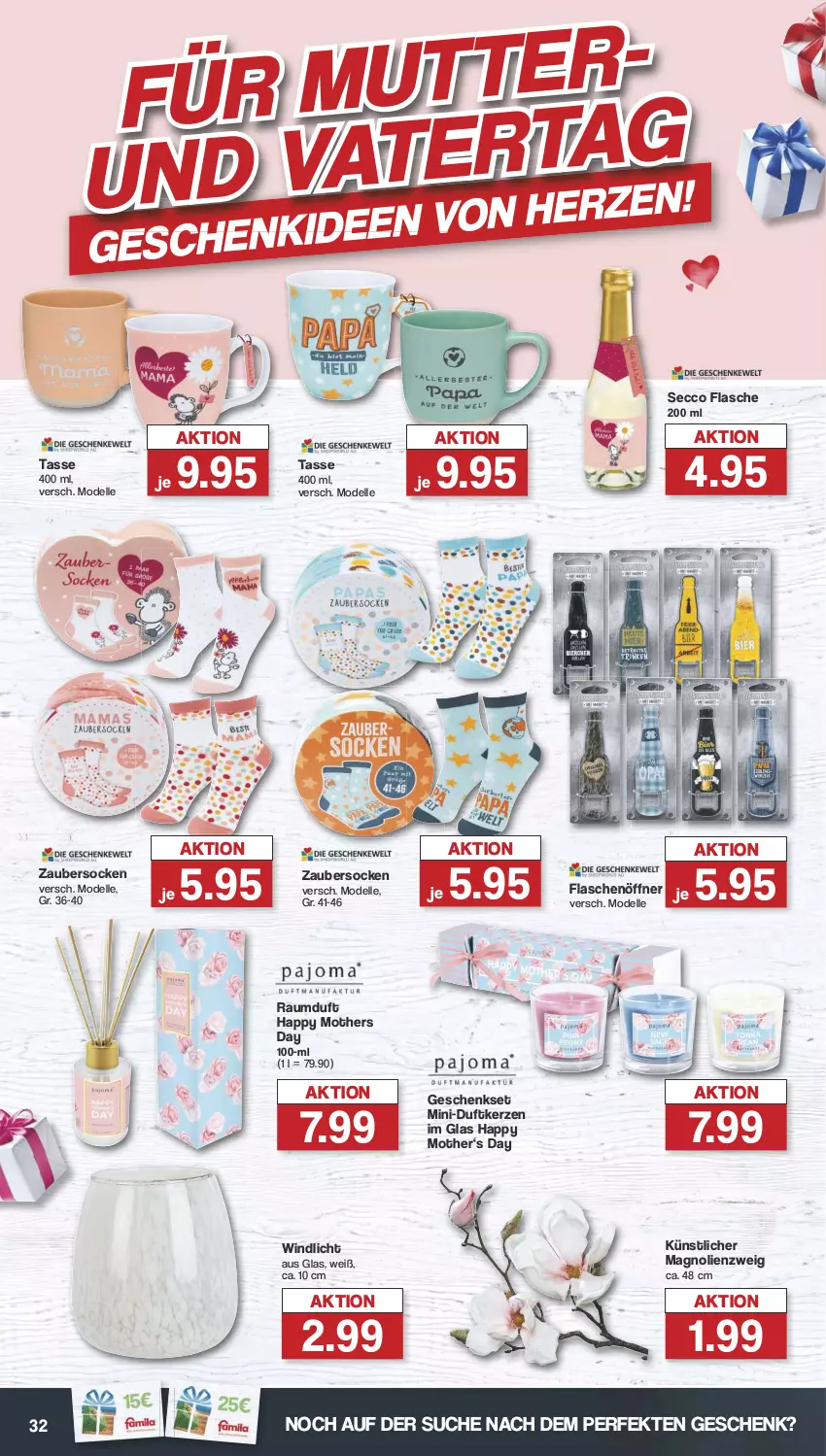 Aktueller Prospekt Famila - Prospekte - von 06.05 bis 11.05.2024 - strona 33 - produkty: dell, Duftkerze, ecco, elle, flasche, flaschenöffner, geschenkset, kerze, Mode, Raumduft, socken, tasse, Ti, windlicht