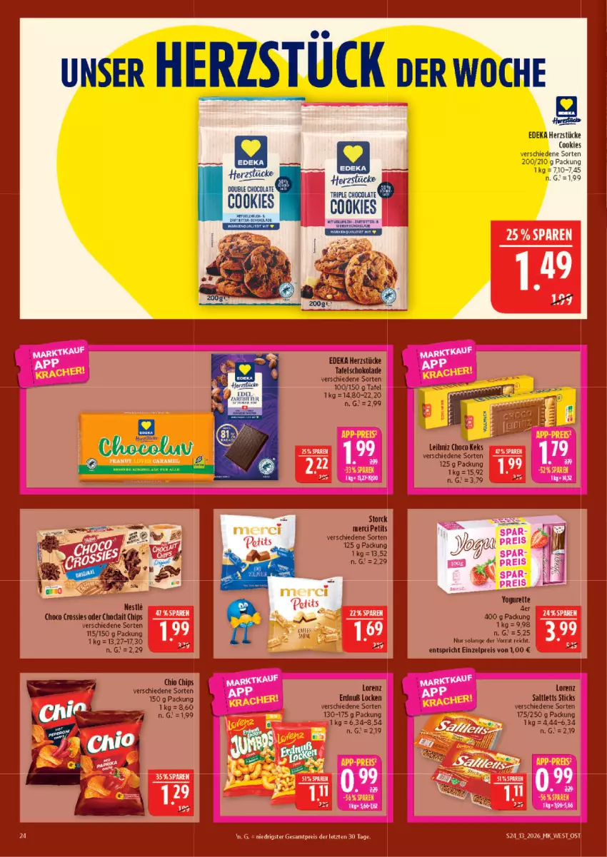 Aktueller Prospekt Marktkauf - Prospekt - von 22.03 bis 28.03.2026 - strona 24 - produkty: bett, chio chips, chips, cola, cookie, cookies, deka, eis, reis, Ti