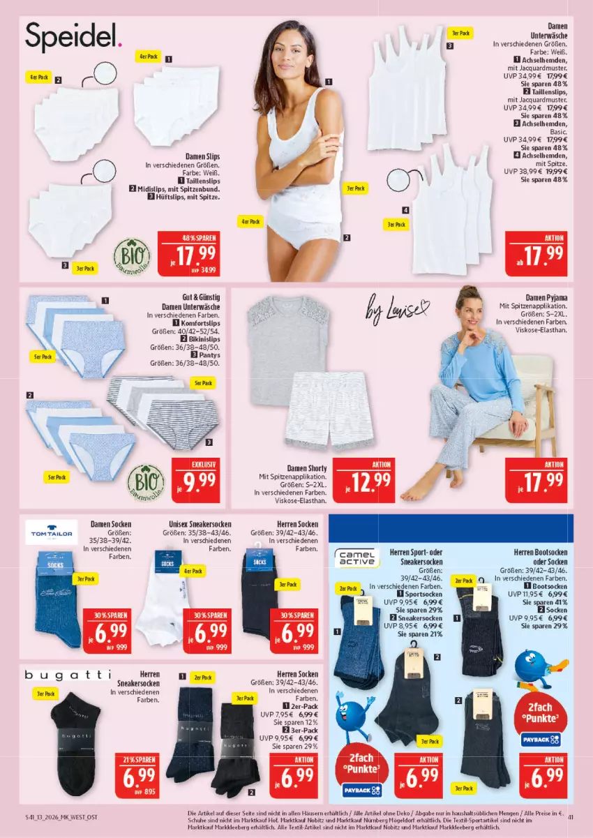 Aktueller Prospekt Marktkauf - Prospekt - von 22.03 bis 28.03.2026 - strona 41 - produkty: bikini, bugatti, eis, hemd, hemden, panty, Pyjama, reis, schuhe, slip, slips, sneaker, sneakersocken, socken, speidel, Sport, sportsocken, Taillenslip, Ti, Unterwäsche