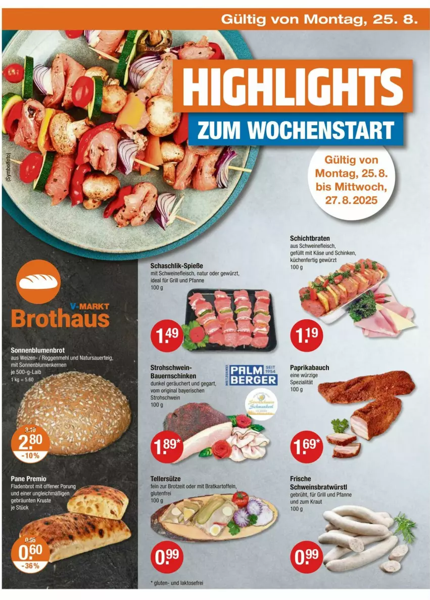 Aktueller Prospekt Vmarkt - Prospekte - von 21.08 bis 27.08.2025 - strona 18 - produkty: auer, Bau, Bauer, Bauernschinken, Bolfo, braten, brot, eis, elle, fleisch, für grill und pfanne, gewürz, gin, grill, grill und pfanne, ideal für grill, ideal für grill und pfanne, kartoffel, kartoffeln, Käse, Kraut, küche, Küchen, mehl, natur, paprika, pfanne, schinken, schwein, schweine, schweinefleisch, Spezi, teller, Ti, und pfanne, wein, weine