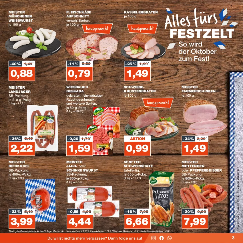 Aktueller Prospekt Real - von 04.09 bis 09.09.2023 - strona 3 - produkty: auer, aufschnitt, axe, Bau, Bauer, Beskada, bier, braten, eis, farmerschinken, fleisch, fleischkäse, Haxe, Käse, kasseler, Kasselerbraten, krustenbraten, Kugel, landjäger, LG, mac, Meister, Mett, metten, Mettenden, pfeffer, Rauch, reis, schinken, schinkenwurst, schwein, schweine, senf, Ti, wein, weine, Weißwurst, wiesbauer, wurst, ZTE