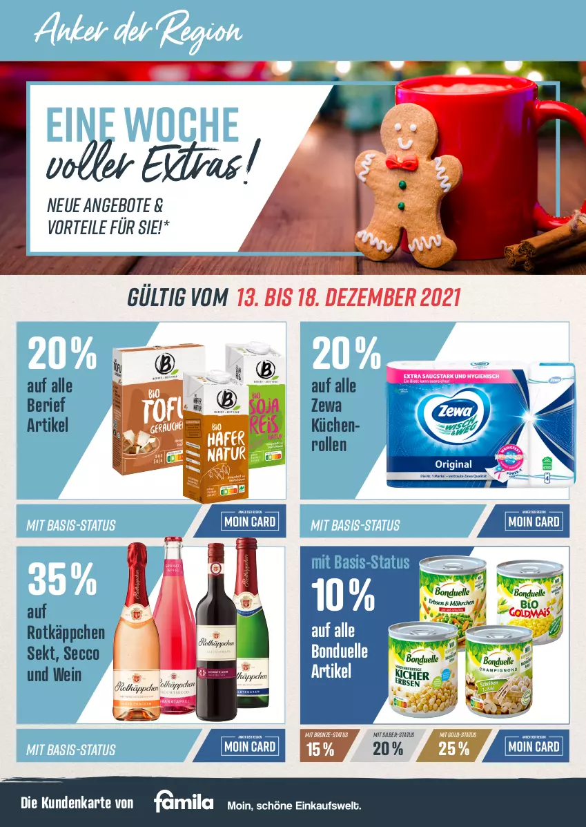 Aktueller Prospekt Famila - Prospekte - von 13.12 bis 18.12.2021 - strona 12 - produkty: angebot, angebote, bonduelle, ecco, elle, küche, Küchen, küchenrolle, küchenrollen, rotkäppchen, sekt, Ti, wein, zewa