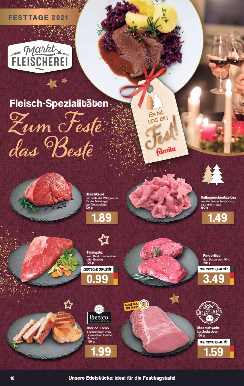 Aktueller Prospekt Famila - Prospekte - von 13.12 bis 18.12.2021 - strona 20 - produkty: braten, eier, eis, Elan, filet, fleisch, geschnetzeltes, lachs, Lachsbraten, nuss, rind, rinder, rinderfilet, schwein, Spezi, tafelspitz, Ti, wein, Wild, Zelt