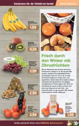 Gazetka promocyjna Famila - Prospekte - Gazetka - ważna od 18.12 do 18.12.2021 - strona 7 - produkty: banane, bananen, beutel, Brei, chiquita, clementinen, decke, elinas, elle, erde, erdnüsse, , früchte, früchten, kiwi, mac, navelina, obst, orange, orangen, rwe, saft, snack, Sofa, tafeltrauben, Ti, tisch, trauben, vita