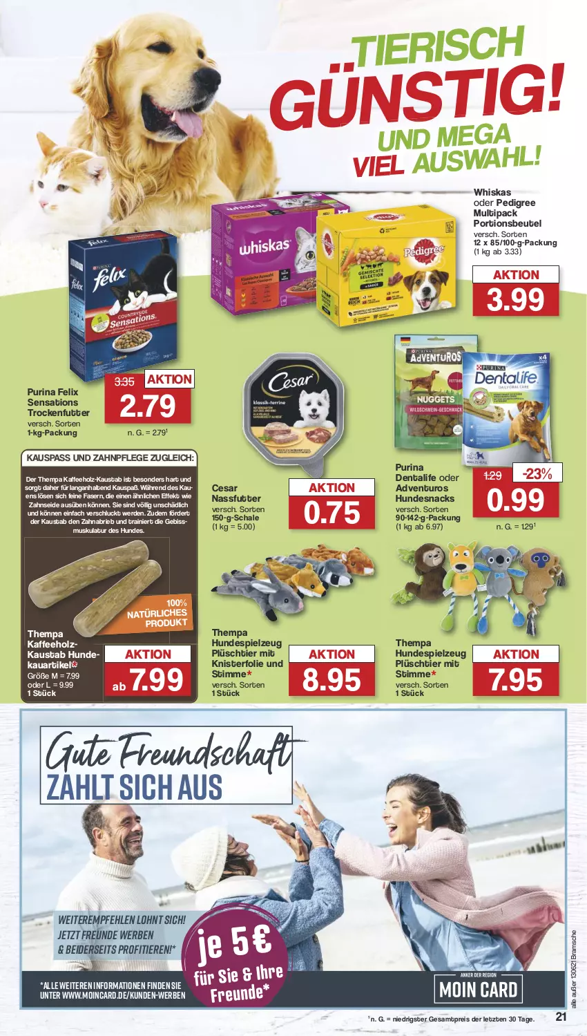 Aktueller Prospekt Famila - Prospekte - von 10.06 bis 15.06.2024 - strona 21 - produkty: adventuros, aust, beutel, brie, deka, eis, erde, felix, Holz, hundesnack, hundesnacks, kaffee, nassfutter, pedigree, Plüsch, portionsbeutel, purina, reis, Schal, Schale, sensations, snack, snacks, spielzeug, Ti, Tiere, trockenfutter, whiskas, Zahnseide, ZTE