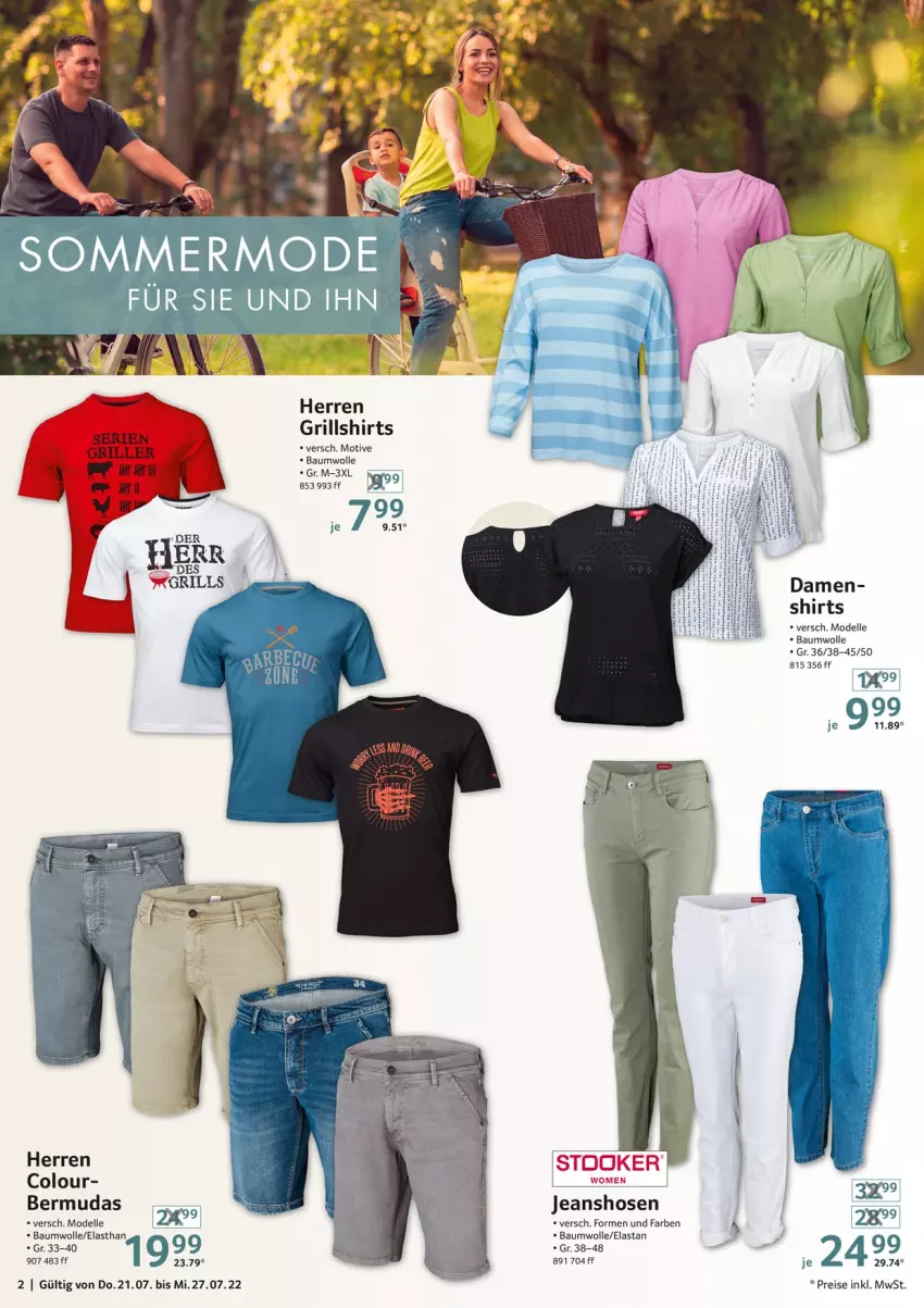 Aktueller Prospekt Selgros - Nonfood - von 21.07 bis 27.07.2022 - strona 2 - produkty: Bau, baumwolle, bermuda, bermudas, dell, eis, elle, grill, hose, hosen, Mode, reis, shirt, shirts, Ti, wolle