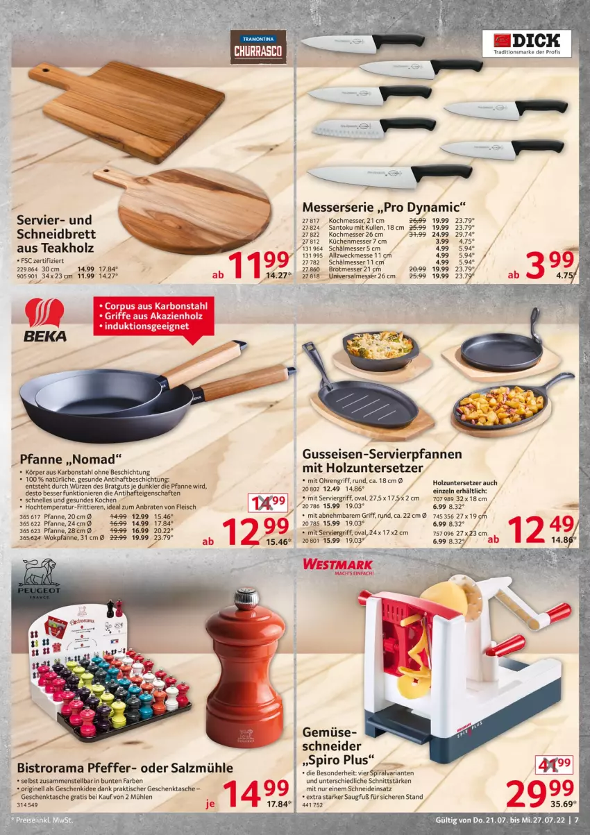 Aktueller Prospekt Selgros - Nonfood - von 21.07 bis 27.07.2022 - strona 7 - produkty: braten, brot, eis, elle, fleisch, Geschenktasche, gin, Holz, küche, Küchen, mac, messer, pfanne, pfannen, pfeffer, rama, salz, Tasche, tee, Ti, Tiere, tisch, Untersetzer, weck, wok