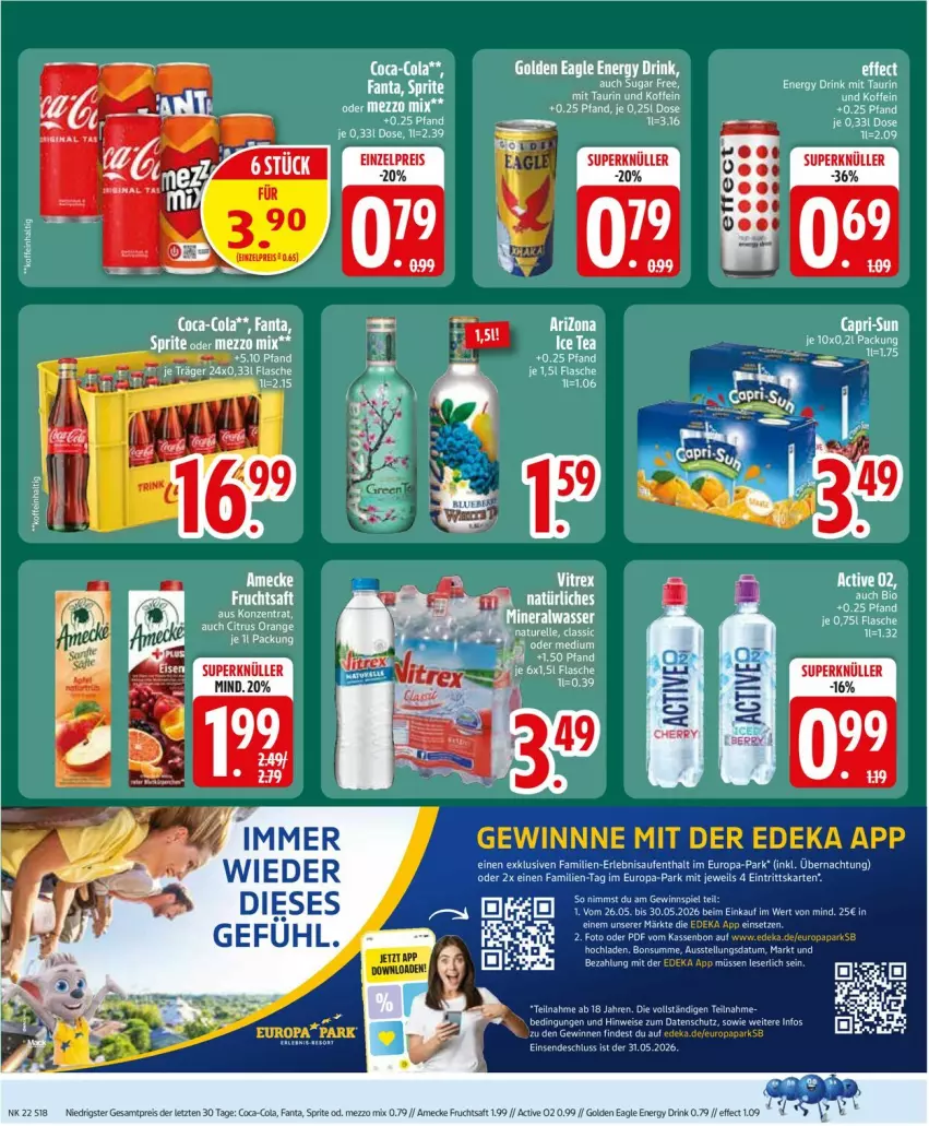 Aktueller Prospekt Edeka - Prospekte - von 25.05 bis 30.05.2026 - strona 20 - produkty: Alwa, amecke, citrus, coca-cola, cola, eier, fanta, flasche, gewinnspiel, Mezzo Mix, mineralwasser, orange, sprite, Ti, wasser