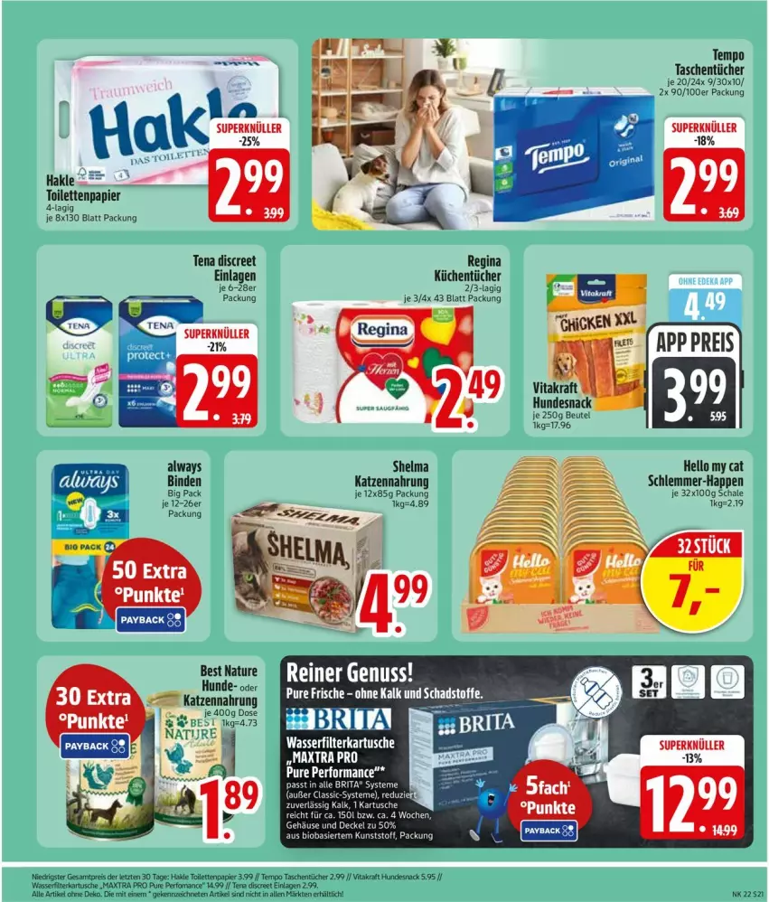 Aktueller Prospekt Edeka - Prospekte - von 25.05 bis 30.05.2026 - strona 23 - produkty: Alwa, Always, beutel, bier, binden, bio, brita, decke, Deckel, Discreet, eier, gin, hakle, K2, katzennahrung, küche, Küchen, küchentücher, Maxtra, natur, papier, Schal, Schale, Tasche, taschen, taschentücher, Tempo, Ti, tücher