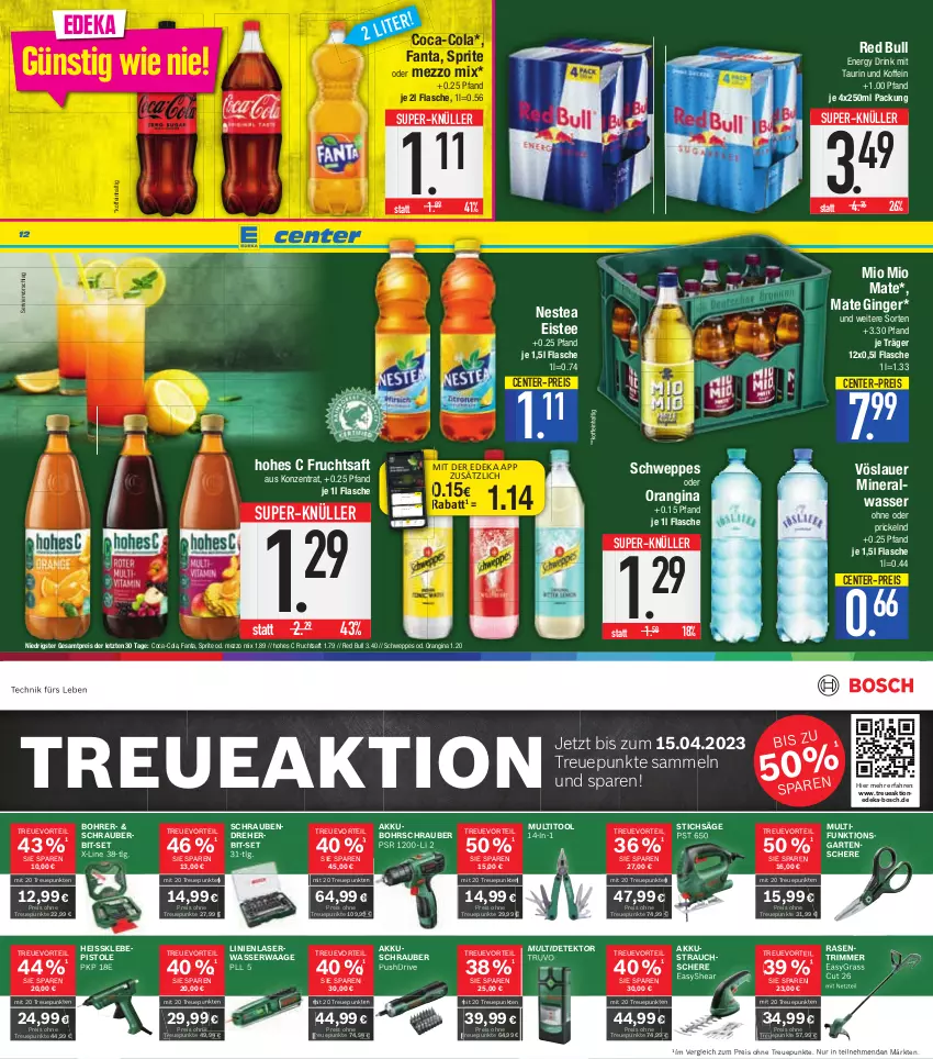 Aktueller Prospekt E Center - Angebote der Woche - von 27.02 bis 04.03.2023 - strona 12 - produkty: akku, akkuschrauber, Alwa, auer, Bohrschrauber, bosch, coca-cola, cola, coupon, deka, drink, eis, eistee, energy drink, ente, fanta, flasche, frucht, fruchtsaft, Garten, Gartenschere, gin, ginger, Hohes C, LG, Mezzo Mix, mineralwasser, Mio Mio, Nestea, nuss, orangina, rasen, rasentrimmer, Rauch, red bull, reis, saft, säge, Schere, schrauben, Schraubendreher, schweppes, sprite, stichsäge, Strauchschere, super-knüller, tee, Ti, vöslauer, Waage, wasser, ZTE