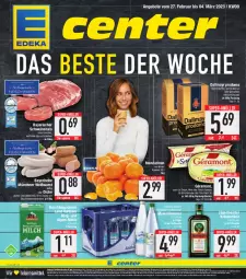 Gazetka promocyjna E Center - Angebote der Woche - Gazetka - ważna od 04.03 do 04.03.2023 - strona 1 - produkty: adelholzener, Alwa, angebot, angebote, auer, Becher, bohne, bohnen, dallmayr, dallmayr prodomo, deka, eis, elle, flasche, géramont, Germ, Holz, jägermeister, kaffee, kräuter, kräuterlikör, lebensmittel, LG, likör, mac, mandarine, mandarinen, Meister, milch, mineralwasser, nuss, prodomo, reis, schwein, schweine, snack, super-knüller, Ti, wasser, wein, weine, Weißwurst, wurst, ZTE