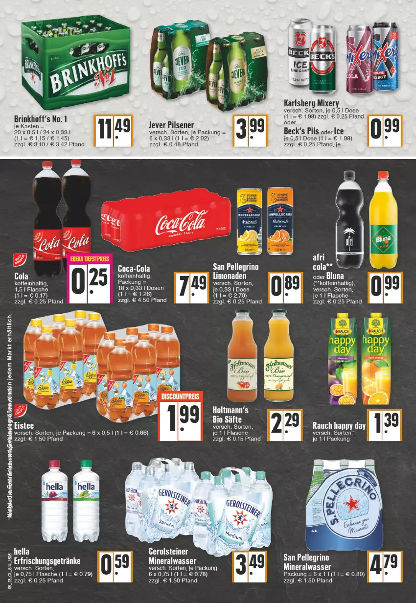 Aktueller Prospekt Edeka - Angebote der Woche - von 06.02 bis 11.02.2023 - strona 14 - produkty: Alwa, auer, eis, eistee, ente, flasche, gerolsteine, gerolsteiner, Happy Day, jever, karlsberg, karlsberg mixery, limo, limonade, limonaden, mineralwasser, Mixer, mixery, pils, Rauch, steiner, tee, Ti, wasser, Zelt