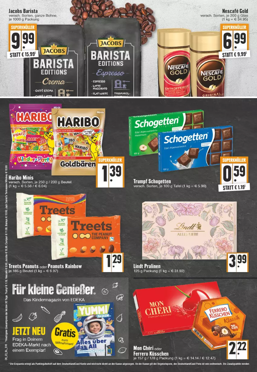 Aktueller Prospekt Edeka - Angebote der Woche - von 06.02 bis 11.02.2023 - strona 16 - produkty: beutel, bohne, deka, eis, ente, jacobs, Kinder, lindt, magazin, nescafe, pralinen, reis, rum, tee, Ti, ZTE