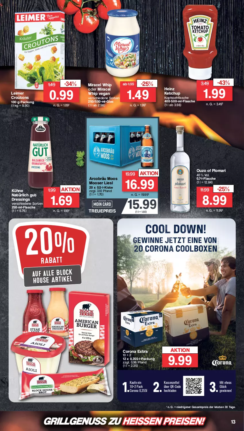 Aktueller Prospekt Famila - Prospekte - von 28.08 bis 02.09.2023 - strona 13 - produkty: corona, corona extra, dressing, eimer, eis, flasche, grill, heinz, ketchup, Kühne, leimer, LG, miracel, miracel whip, nuss, ouzo, reis, Ti, ZTE