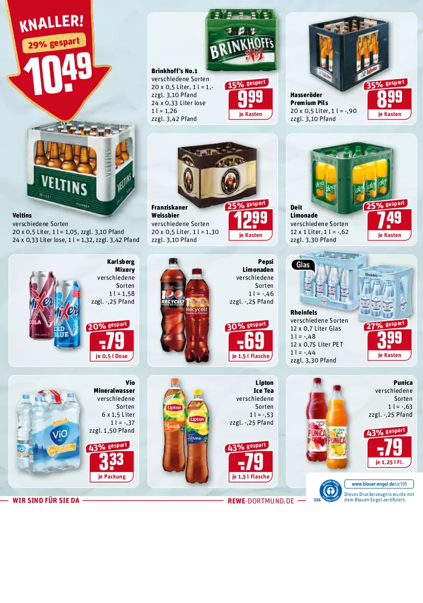 Aktueller Prospekt Rewe - Diese Woche im Angebot! - von 10.01 bis 15.01.2022 - strona 20 - produkty: Alwa, bier, deit, drucker, eis, Engel, flasche, franziskaner, hasseröder, ice tea, karlsberg, karlsberg mixery, kerze, limo, limonade, limonaden, lipton, lipton ice tea, mineralwasser, Mixer, mixery, pepsi, pils, premium pils, punica, Ti, veltins, wasser, weissbier