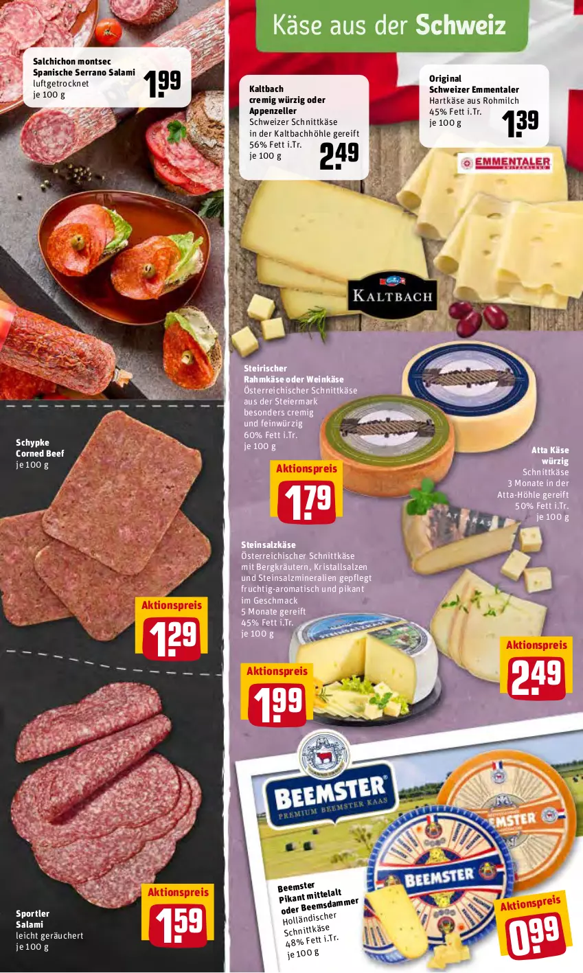 Aktueller Prospekt Rewe - Diese Woche im Angebot! - von 28.02 bis 05.03.2022 - strona 7 - produkty: aktionspreis, appenzeller, beef, corned beef, eier, eis, elle, emmentaler, frucht, gin, hartkäse, Käse, kräuter, kräutern, Kristallsalz, mac, milch, österreichischer schnittkäse, reis, salami, salz, schnittkäse, schweizer schnittkäse, serrano, Sport, Steinsalzkäse, Ti, tisch, wein, Weinkäse