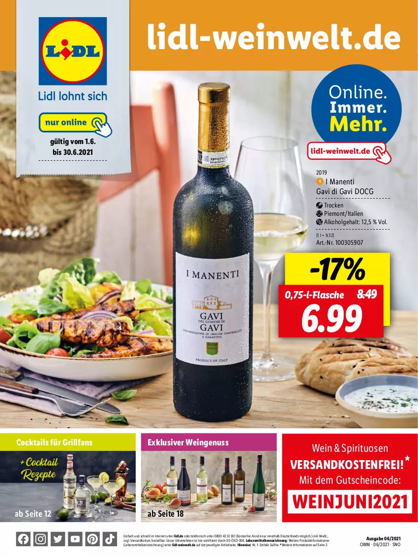 Aktueller Prospekt Lidl - Beste Weine für jeden Anlass - von 01.06 bis 30.06.2021 - strona 1