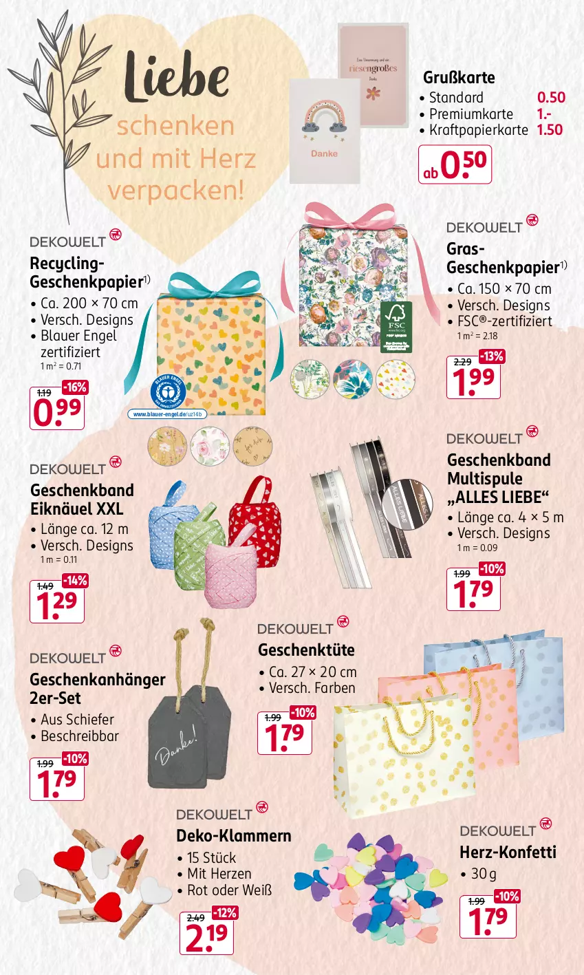 Aktueller Prospekt Rossmann - Prospekte - von 29.04 bis 03.05.2024 - strona 7 - produkty: Anhänger, auer, Clin, Engel, Geschenkpapier, Klammern, lamm, papier, Ti, Tüte