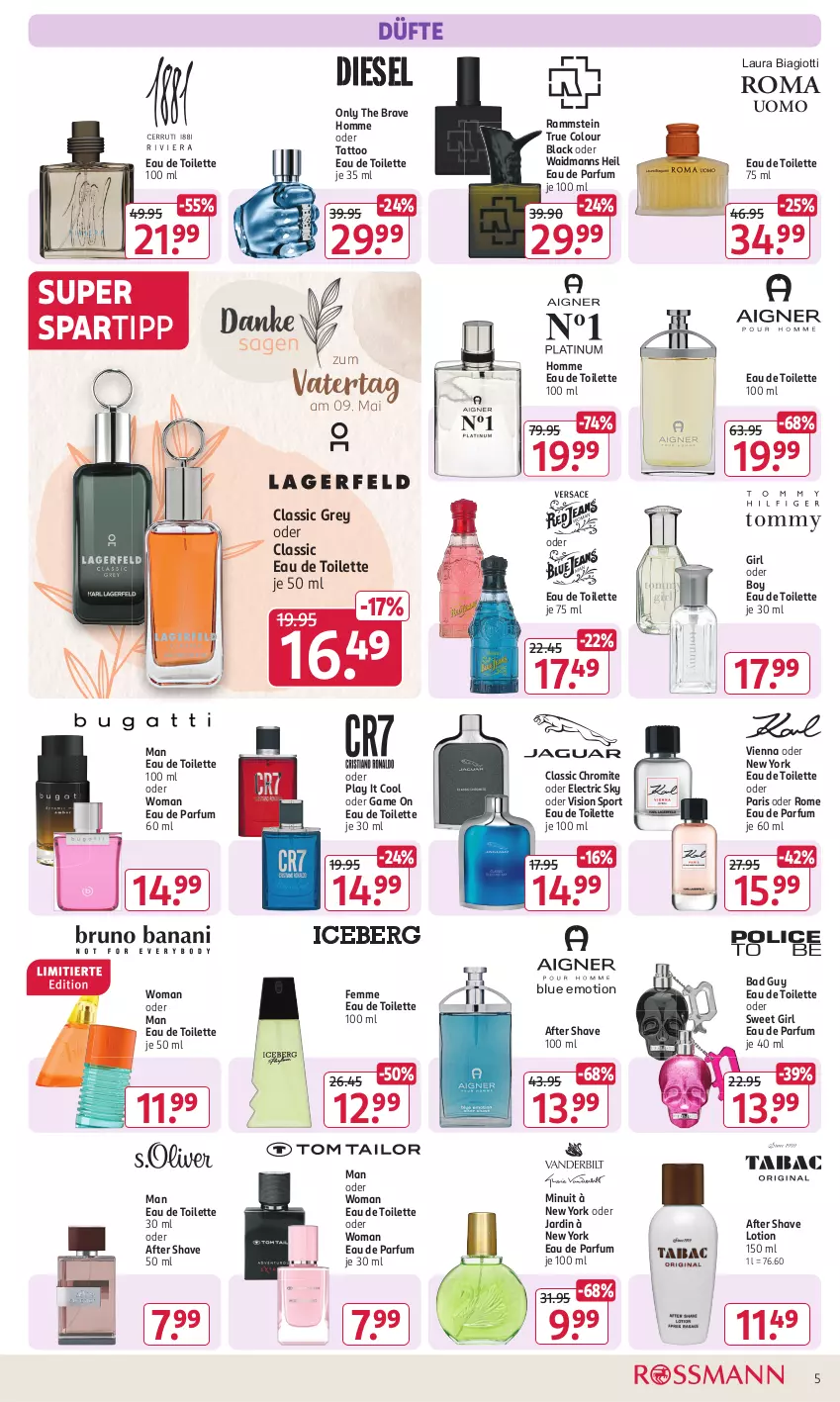 Aktueller Prospekt Rossmann - Prospekte - von 29.04 bis 03.05.2024 - strona 9 - produkty: after shave, Bad, Eau de parfum, eau de toilette, eau de toilette 100 ml, eau de toilette 30 ml, lack, laura biagiotti, Lotion, parfum, spartipp, Sport, Ti, Yo