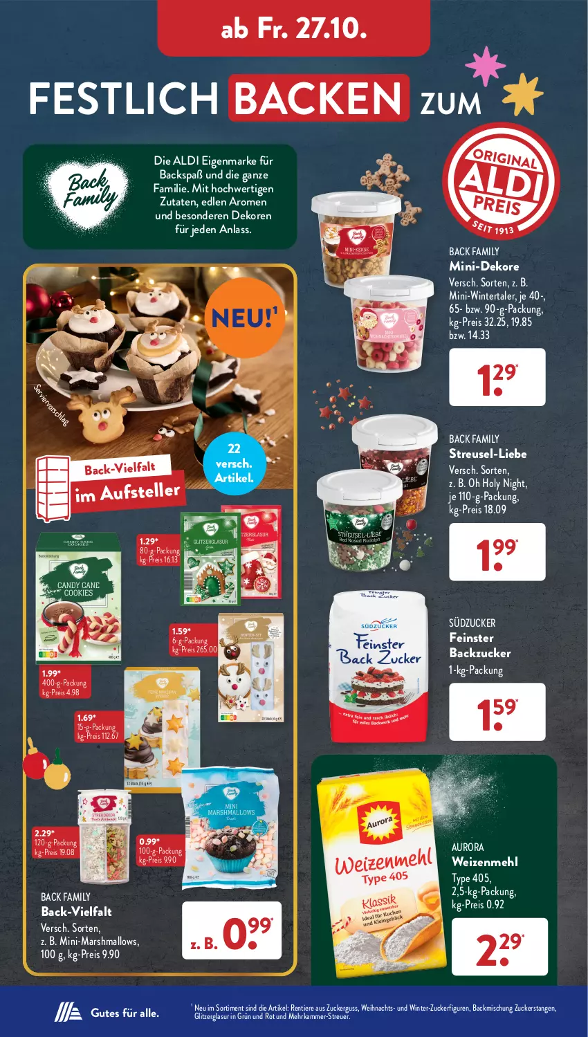 Aktueller Prospekt AldiSud - NÄCHSTE WOCHE - von 23.10 bis 28.10.2023 - strona 36 - produkty: aldi, backmischung, eis, elle, mars, mehl, reis, südzucker, teller, Ti, Tiere, type 405, weizenmehl, zucker