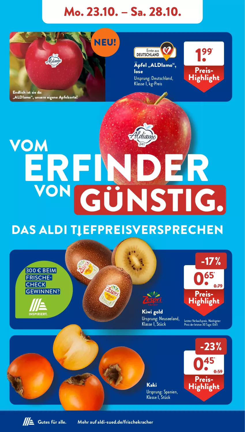 Aktueller Prospekt AldiSud - NÄCHSTE WOCHE - von 23.10 bis 28.10.2023 - strona 4 - produkty: aldi, apfel, eis, Elan, Kaki, kiwi, Kiwi Gold, kracher, reis, Ti, ZTE