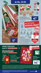 Gazetka promocyjna AldiSud - NÄCHSTE WOCHE - Gazetka - ważna od 28.10 do 28.10.2023 - strona 15 - produkty: Adventskalender, aldi, alle artikel ohne dekoration, dekoration, edelstahl, eis, Elektro, elle, erde, Geschenkpapier, gewinnspiel, gin, gutschein, gutscheine, kakao, LG, Liege, mac, papier, Papiertüte, pralinen, reis, sac, Schere, Spiele, teller, Ti, Tüte, ZTE