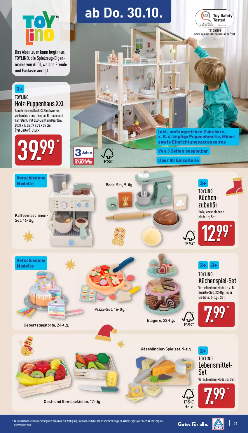 Aktueller Prospekt Aldi Nord - Von Montag - von 27.10 bis 01.11.2025 - strona 21 - produkty: ACC, accessoires, aldi, dell, eis, elle, ente, Etagere, fanta, Garten, gin, Holz, kaffee, kaffeemaschine, Käse, küche, Küchen, lebensmittel, led-licht, LG, möbel, Mode, obst, pizza, Puppe, sac, spielzeug, stuhl, Ti, torte, und gemüse, Zelt, ZTE