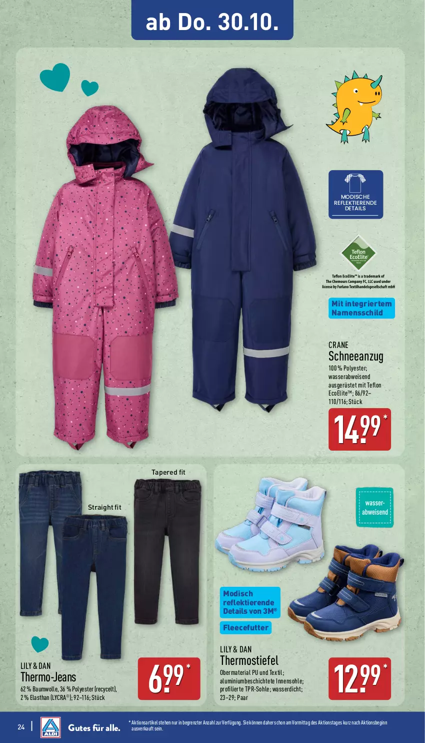 Aktueller Prospekt Aldi Nord - Von Montag - von 27.10 bis 01.11.2025 - strona 24 - produkty: Anzug, Bau, baumwolle, eis, gin, jeans, Ria, Ti, Tiere, wasser, wolle, ZTE