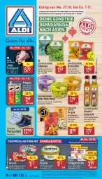 Gazetka promocyjna Aldi Nord - Von Montag - Gazetka - ważna od 01.11 do 01.11.2025 - strona 1 - produkty: aldi, angebot, angebote, Asia Green Garden, aufstrich, aus der tiefkühlung, beutel, brot, brotaufstrich, brut, chips, eier, eis, Elektro, elle, ente, erdnuss, flasche, frosta, frucht, gin, HP, Laufen, mam, nudel, nudeln, nuss, pringles, rama, reis, ring, sesam, teller, Ti, tiefpreis, tisch, Yo, ZTE