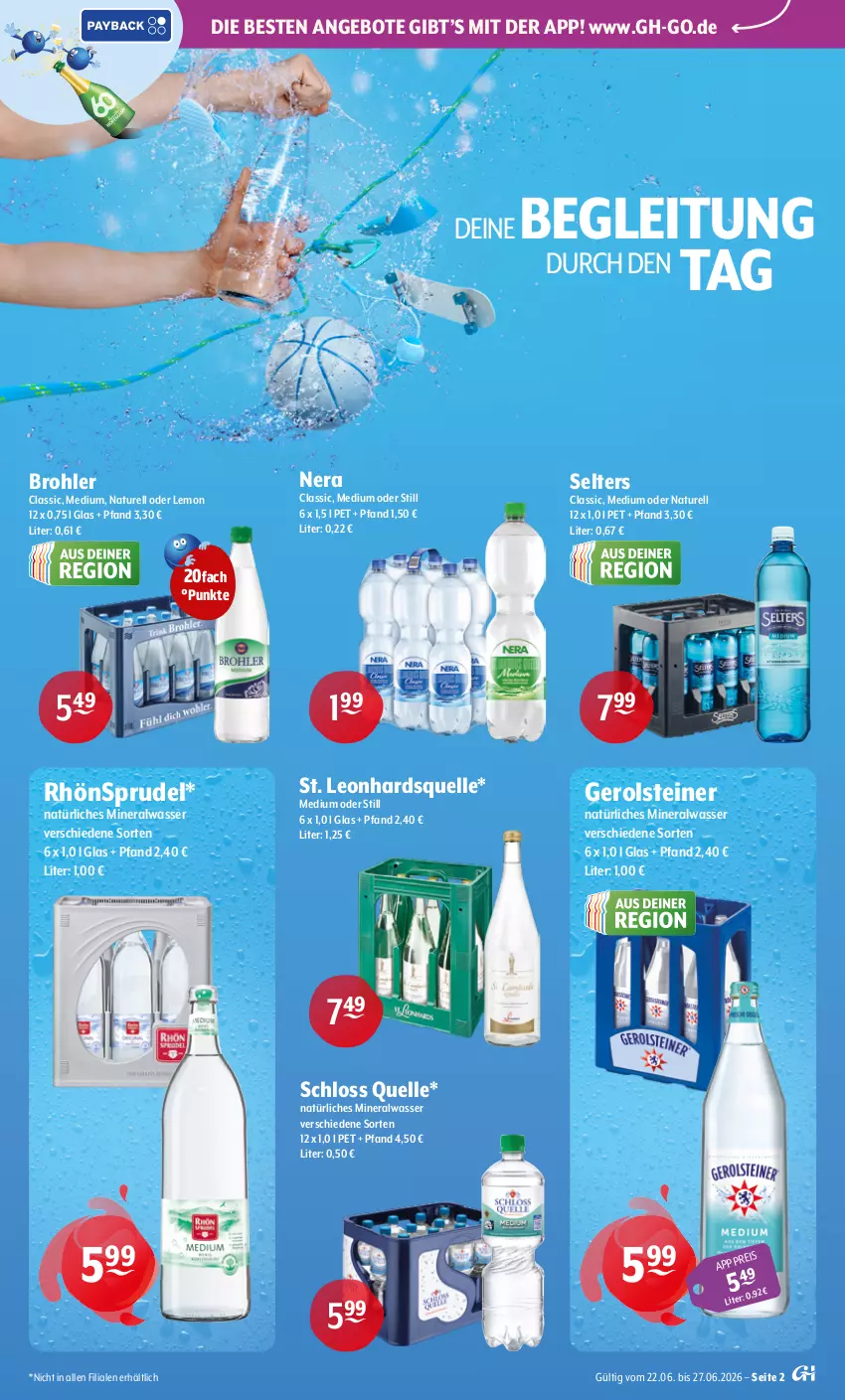 Aktueller Prospekt Getraenke Hoffmann - Prospekte - von 22.06 bis 27.06.2026 - strona 2 - produkty: Alwa, angebot, angebote, eis, elle, gerolsteine, gerolsteiner, mineralwasser, natur, natürliches mineralwasser, rel, RhönSprudel, Selters, Sprudel, steiner, Ti, wasser
