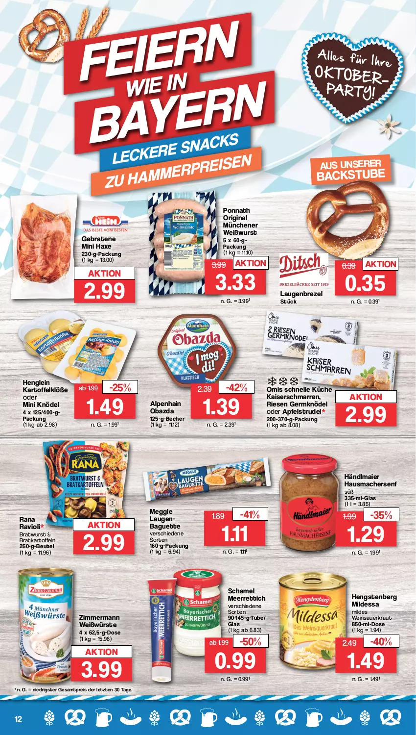 Aktueller Prospekt Famila - Prospekte - von 11.09 bis 16.09.2023 - strona 12 - produkty: Alpenhain, apfel, Apfelstrudel, auer, axe, baguette, Becher, beutel, braten, bratwurst, brezel, eis, elle, Germ, gin, händlmaier, Hausmacher, Haxe, henglein, hengstenberg, Kaiser, kartoffel, Kartoffelklöße, kartoffeln, Knödel, Kraut, küche, Laugenbrezel, mac, meerrettich, meggle, obazda, ponnath, Rana, ravioli, reis, Rettich, Sauerkraut, schamel, senf, Strudel, stube, Ti, wein, Weinsauerkraut, Weißwurst, wurst, ZTE