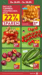 Gazetka promocyjna Aldi Nord - Von Montag - Gazetka - ważna od 28.09 do 28.09.2024 - strona 27 - produkty: aldi, angebot, eis, kartoffel, kartoffeln, pflaume, pflaumen, reis, rispentomaten, sac, Schal, Schale, speisekartoffeln, Ti, tomate, tomaten, ZTE, zucchini, zwiebel, zwiebeln