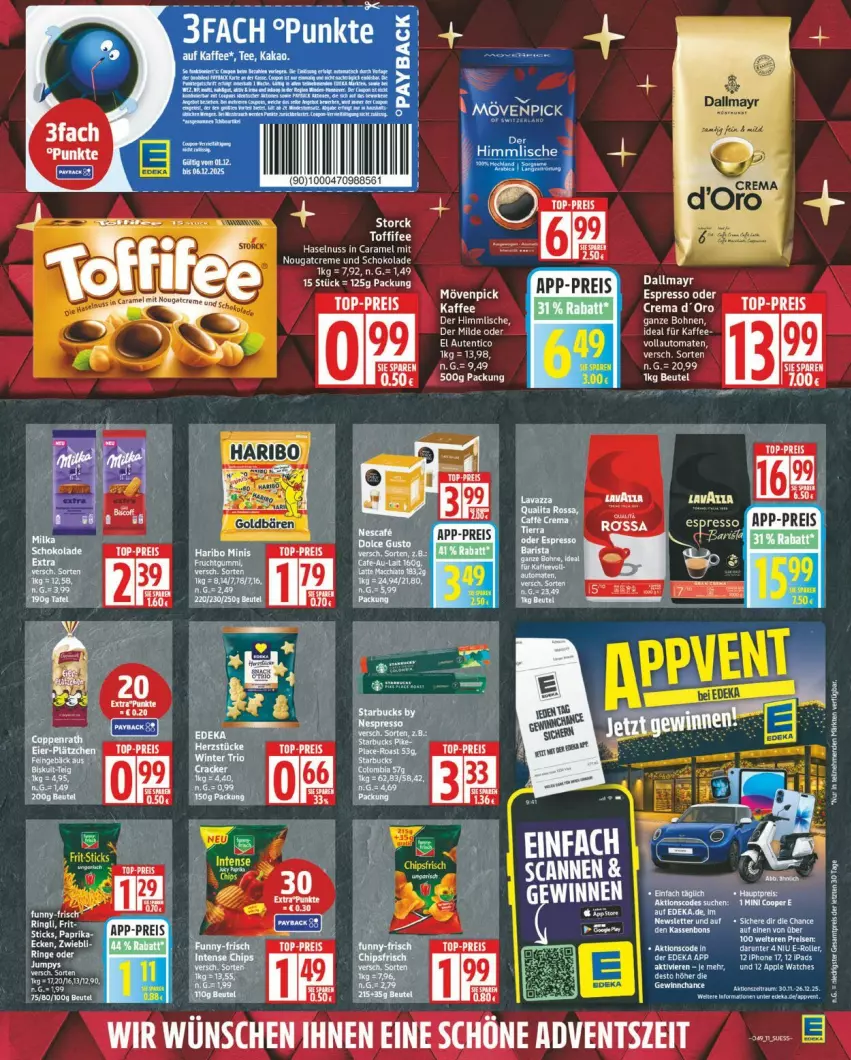Aktueller Prospekt Edeka - Prospekte - von 01.12 bis 06.12.2025 - strona 11 - produkty: auto, bohne, bohnen, caramel, creme, dallmayr, deka, eis, ente, espresso, espresso oder, haribo, haselnuss, ipad, kaffee, Nougatcreme, nuss, reis, schoko, schokolade, tomate, tomaten, top-preis, vollautomaten