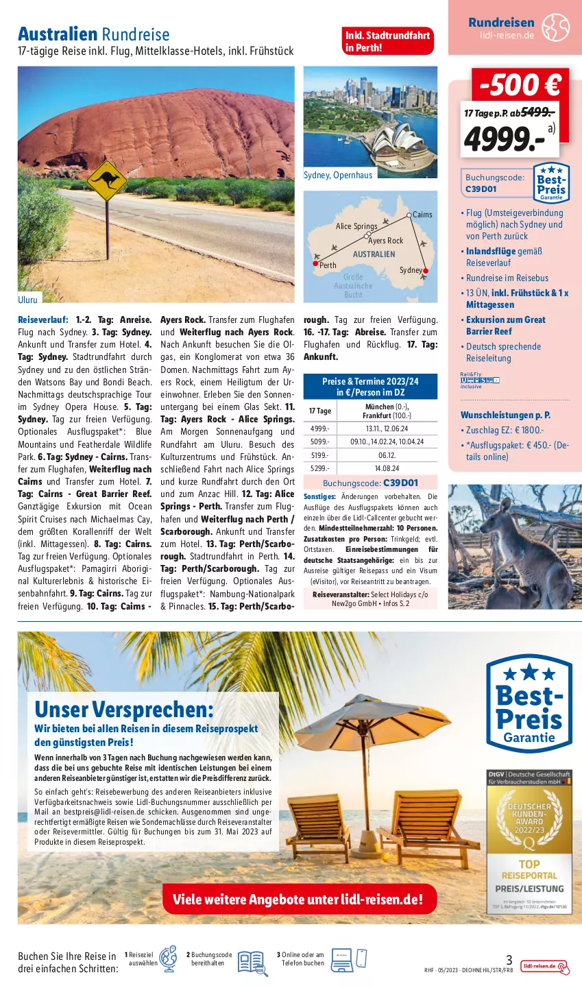 Aktueller Prospekt Lidl - Monatliche Reise-Highlights - von 29.04 bis 31.05.2023 - strona 3 - produkty: angebot, angebote, aust, axe, bestpreis, Brei, buch, deo, eis, ente, erde, reis, reiseveranstalter, reiseverlauf, ring, rum, sekt, telefon, Ti, tisch, Wild