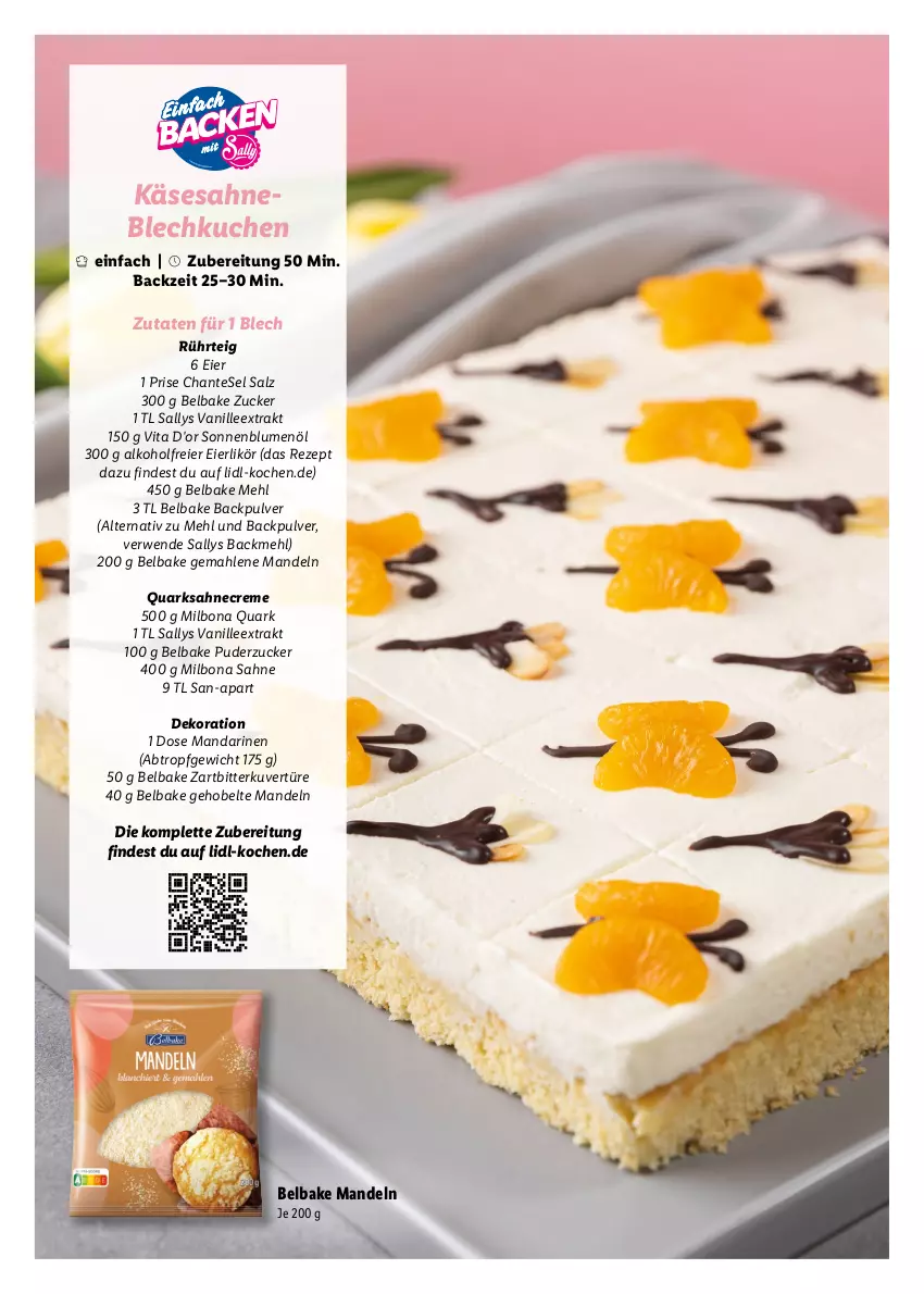 Aktueller Prospekt Lidl - Ostermagazin - von 12.03 bis 08.04.2023 - strona 34 - produkty: alkohol, blume, blumen, blumenöl, Bona, creme, dekoration, eier, eierlikör, Käse, kuchen, likör, mandarine, mandarinen, mandel, mandeln, mehl, Milbona, quark, rezept, rwe, sahne, salz, sonnenblume, sonnenblumen, sonnenblumenöl, Ti, vanille, vita, zucker