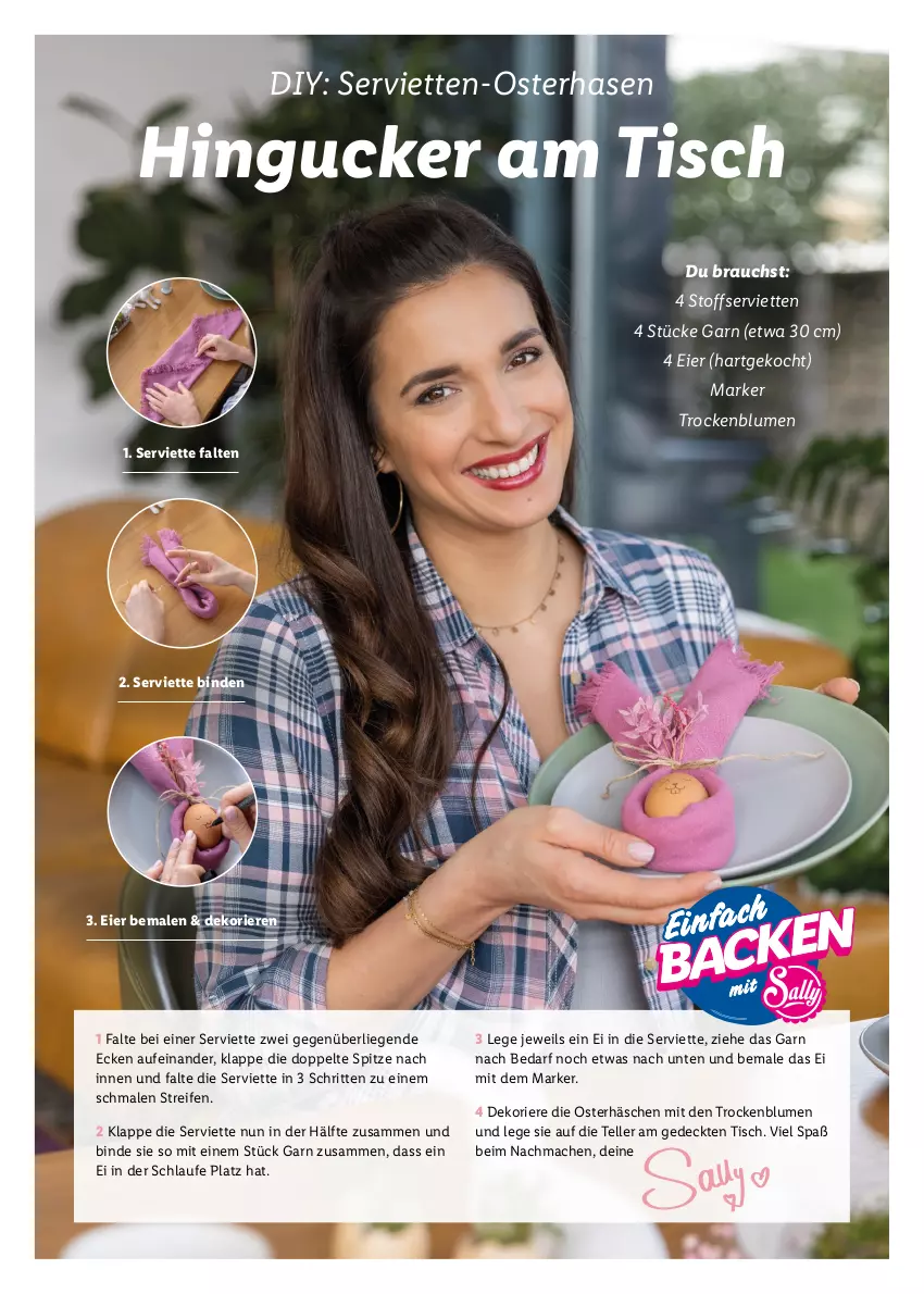 Aktueller Prospekt Lidl - Ostermagazin - von 12.03 bis 08.04.2023 - strona 35 - produkty: binden, blume, blumen, eier, elle, Liege, mac, Rauch, reifen, Serviette, servietten, teller, Ti, tisch