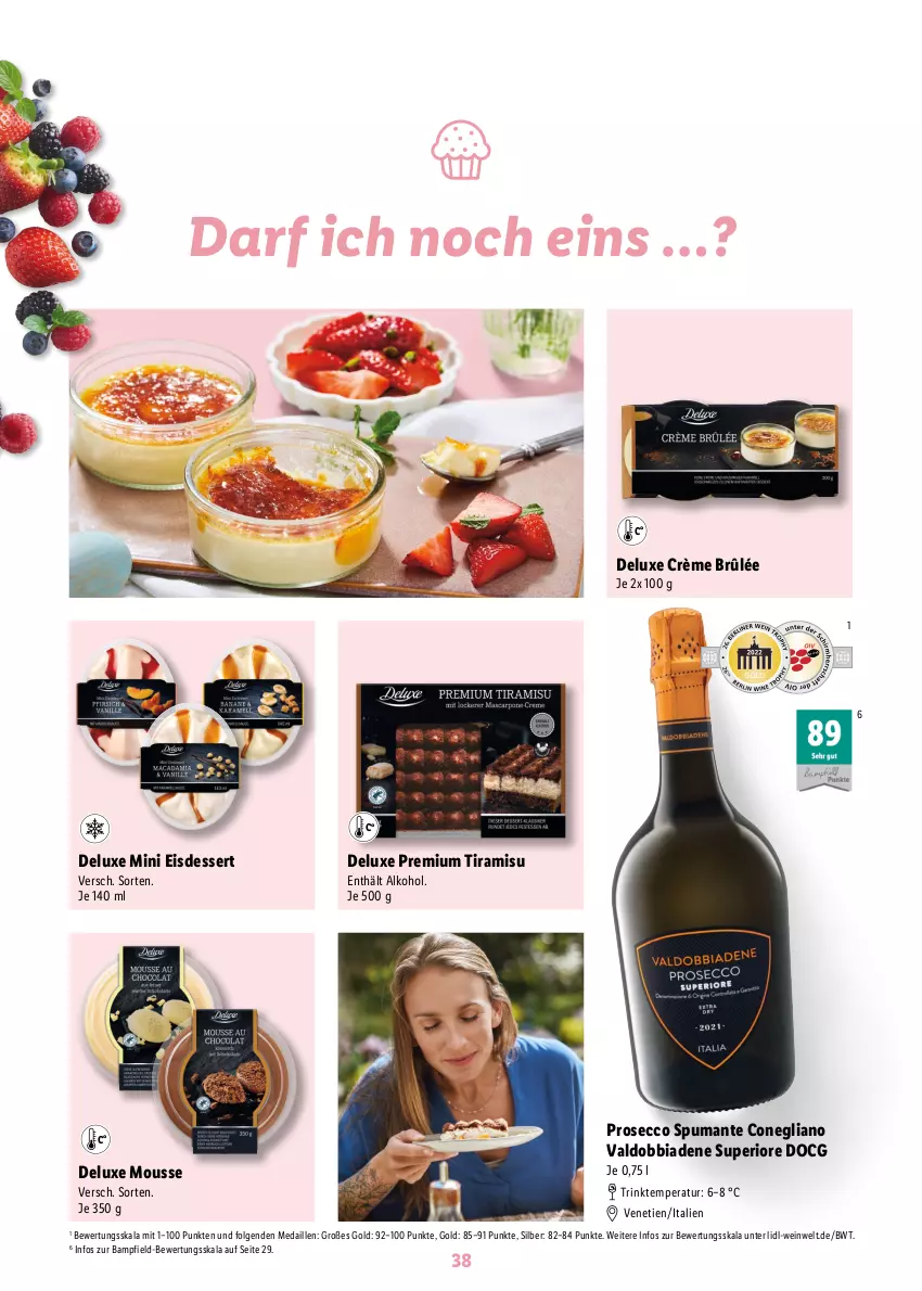 Aktueller Prospekt Lidl - Ostermagazin - von 12.03 bis 08.04.2023 - strona 38 - produkty: alkohol, Crème Brûlée, dessert, ecco, eis, LG, mousse, prosecco, puma, spumante, Ti, tiramisu, valdo, wein