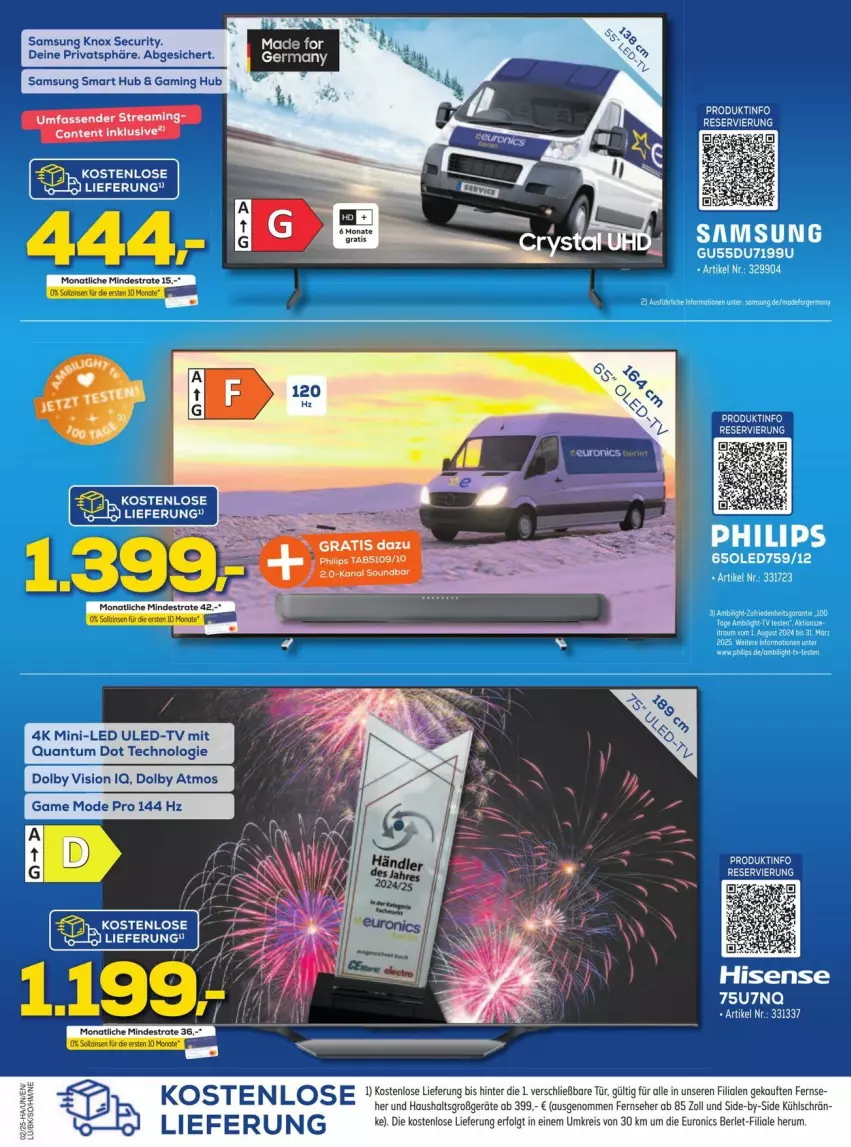 Aktueller Prospekt Euronics - Prospekte - von 04.01 bis 10.01.2025 - strona 2 - produkty: eis, fernseher, Germ, hisense, LG, Mode, Philips, reis, rum, Samsung, ssd, Ti