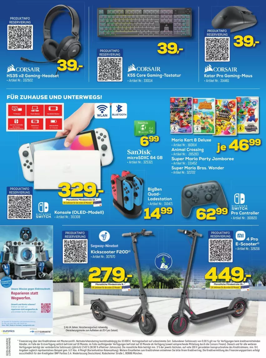 Aktueller Prospekt Euronics - Prospekte - von 04.01 bis 10.01.2025 - strona 6 - produkty: consors finanz, dell, eier, eimer, eis, gaming-headset, Headset, LG, mastercard, Maus, microsd, microsdxc, Mode, quad, rel, rwe, scooter, Tastatur, Ti