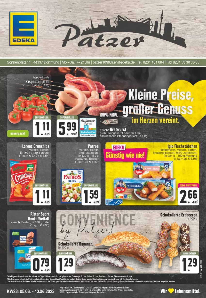 Aktueller Prospekt Edeka - Angebote der Woche - von 05.06 bis 10.06.2023 - strona 1 - produkty: Becher, beere, beeren, brot, chili, chips, crunchips, eier, elle, ente, erdbeere, erdbeeren, erde, lebensmittel, lorenz, lorenz crunchips, pfanne, pfannen, schoko, tee, Ti