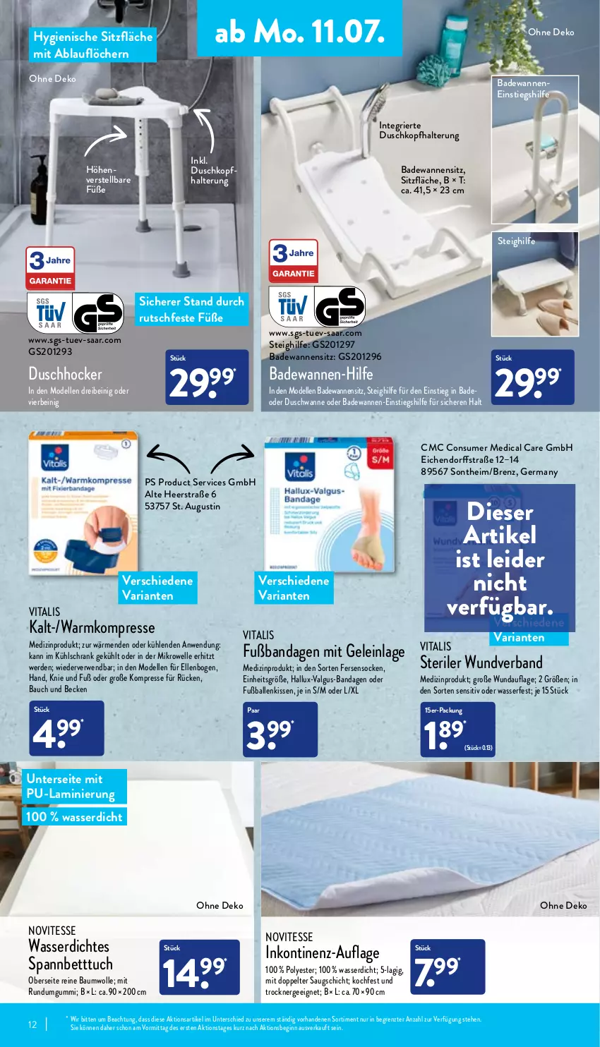 Aktueller Prospekt Aldi Nord - Aldi-Aktuell - von 11.07 bis 16.07.2022 - strona 12 - produkty: Bad, Badewanne, ball, Bau, baumwolle, bett, Betttuch, dell, deo, elle, erde, Ergee, Fußball, Germ, gin, hocker, kissen, LG, medizinprodukt, mikrowelle, Mode, reine baumwolle, Ria, rwe, Schrank, socken, spannbetttuch, Ti, Trockner, tuc, vita, vitalis, Wanne, wasser, wolle, ZTE