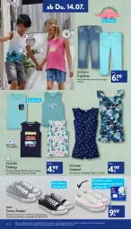 Gazetka promocyjna Aldi Nord - Aldi-Aktuell - Gazetka - ważna od 16.07 do 16.07.2022 - strona 20 - produkty: aldi, Bau, baumwolle, Cap, caprihose, decke, dell, gin, hose, jumpsuit, Kinder, Mode, pocopiano, reine baumwolle, Ria, sneaker, tanktop, Ti, walkx, wolle, ZTE