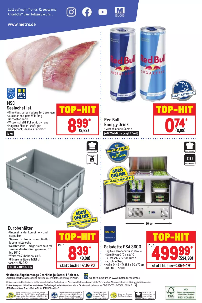 Aktueller Prospekt Metro - GastroJournal - von 27.01 bis 09.02.2022 - strona 40 - produkty: abholpreise, Abtei, angebot, angebote, auer, backfisch, Behälter, drink, eis, energy drink, filet, fisch, fleisch, getränk, getränke, Gläser, ilag, lachs, lachsfilet, lebensmittel, LG, lieferservice, mac, Metro, Palette, Rauch, red bull, reis, rezept, rezepte, rwe, seelachsfilet, Ti, top-hit, Wild