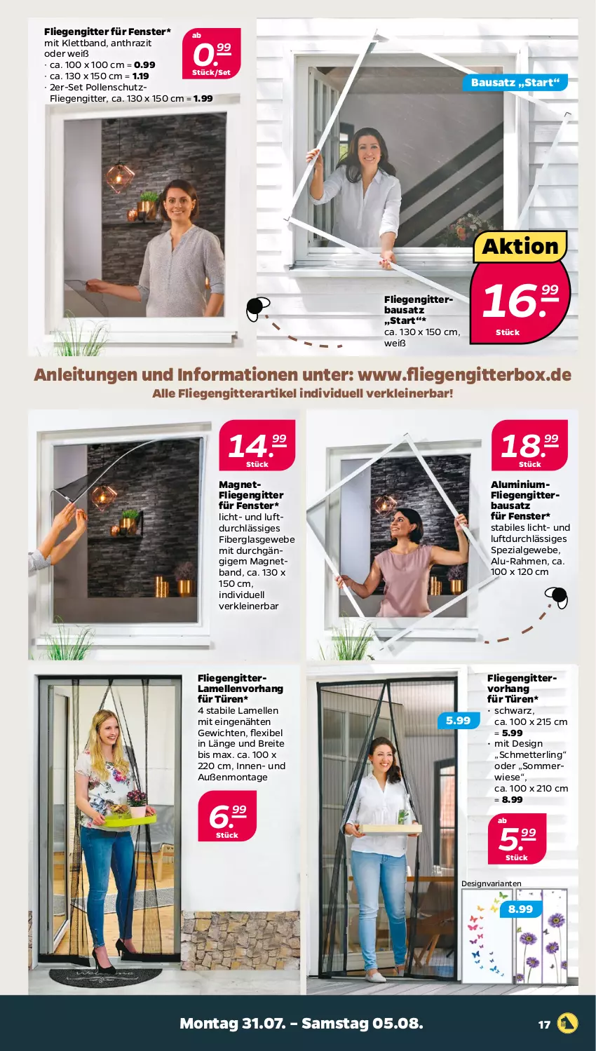 Aktueller Prospekt Netto - Woche 31 - von 31.07 bis 05.08.2023 - strona 17 - produkty: Bau, Brei, elle, fenster, fliegengitter, leine, LG, Liege, Mett, Ria, Schmetterling, Spezi, Ti